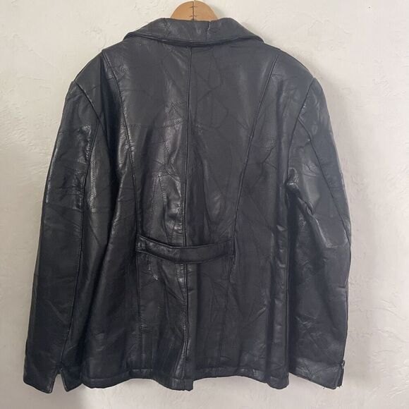 Vintage Jacket Size 2X Plus Patchwork Black Leather Y2K 90s Grunge Hippie - Picture 7 of 16
